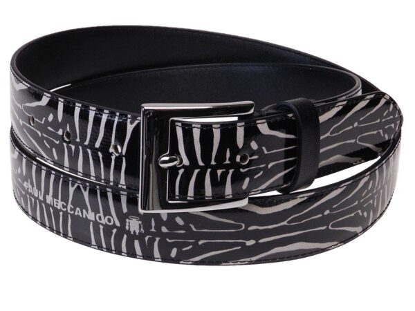 WOMAN'S BELT BLACK AND WHITE COLOURS ETHNIC FANTASY MADE OF LORRY TARPAULIN - Paul Meccanico