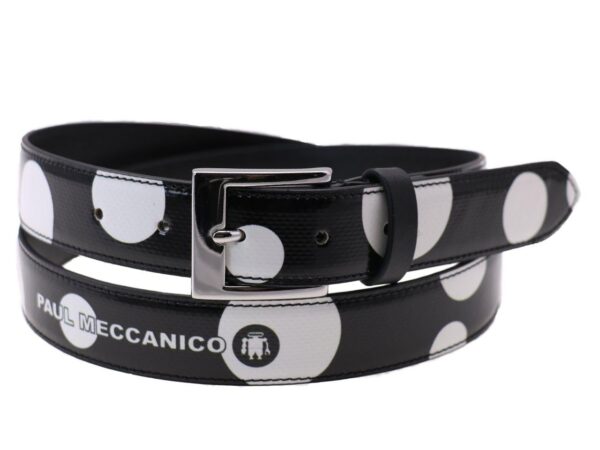 WOMAN'S BELT BLACK AND WHITE COLOURS POIS FANTASY MADE OF LORRY TARPAULIN - Unique Pieces Paul Meccanico