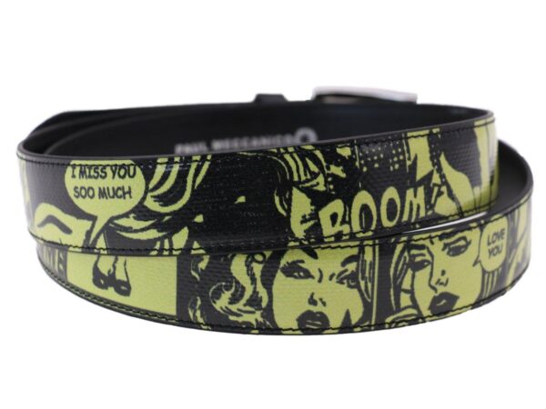 WOMAN'S BELT BLACK AND YELLOW COLOURS CARTOON STYLE MADE OF LORRY TARPAULIN - Unique Pieces Paul Meccanico