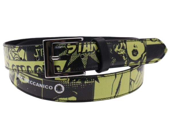 WOMAN'S BELT BLACK AND YELLOW COLOURS CARTOON STYLE MADE OF LORRY TARPAULIN - Unique Pieces Paul Meccanico