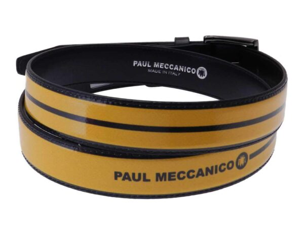 WOMAN'S BELT BLACK AND YELLOW COLOURS MADE OF LORRY TARPAULIN. - Paul Meccanico
