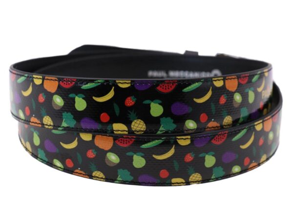 WOMAN'S BELT BLACK COLOUR "FRUITS" MADE OF LORRY TARPAULIN - Unique Pieces Paul Meccanico