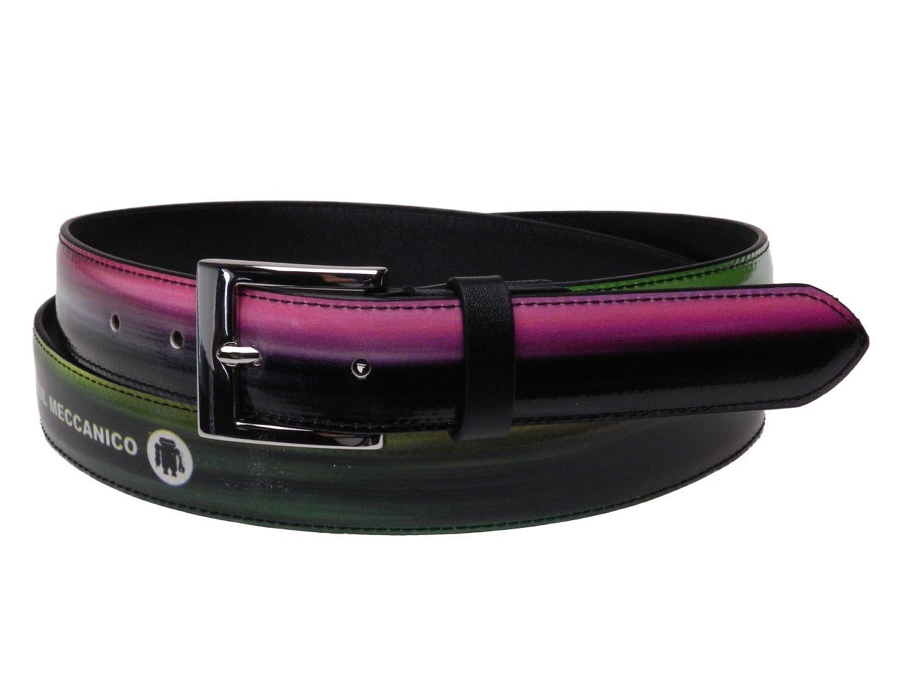 WOMAN'S BELT BLACK, GREEN AND FUXIA COLOURS SHADED EFFECT PAUL MECCANICO FLOREAL FANTASY MADE OF LORRY TARPAULIN - Unique Pieces Paul Meccanico