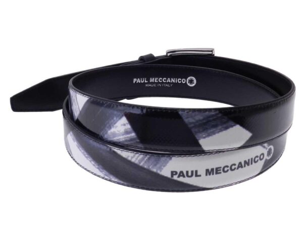 WOMAN'S BELT BLACK & WHITE COLOURS MADE OF LORRY TARPAULIN. - Paul Meccanico