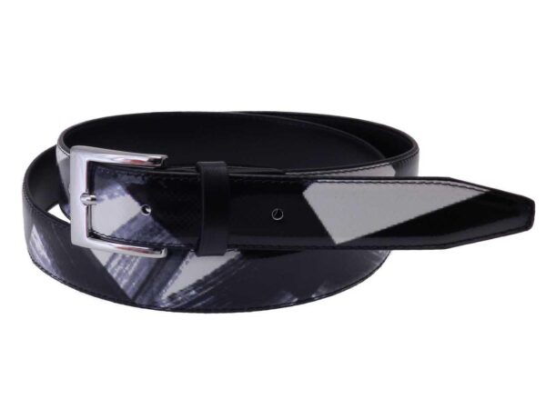 WOMAN'S BELT BLACK & WHITE COLOURS MADE OF LORRY TARPAULIN. - Paul Meccanico