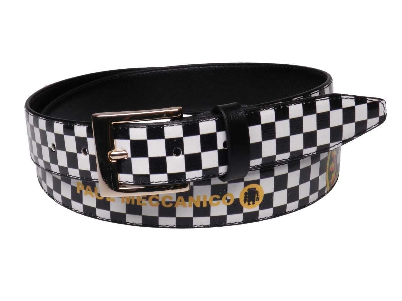 WOMAN'S BELT BLACK & WHITE COLOURS WITH CHESS FANTASY MADE OF LORRY TARPAULIN. - Unique Pieces Paul Meccanico