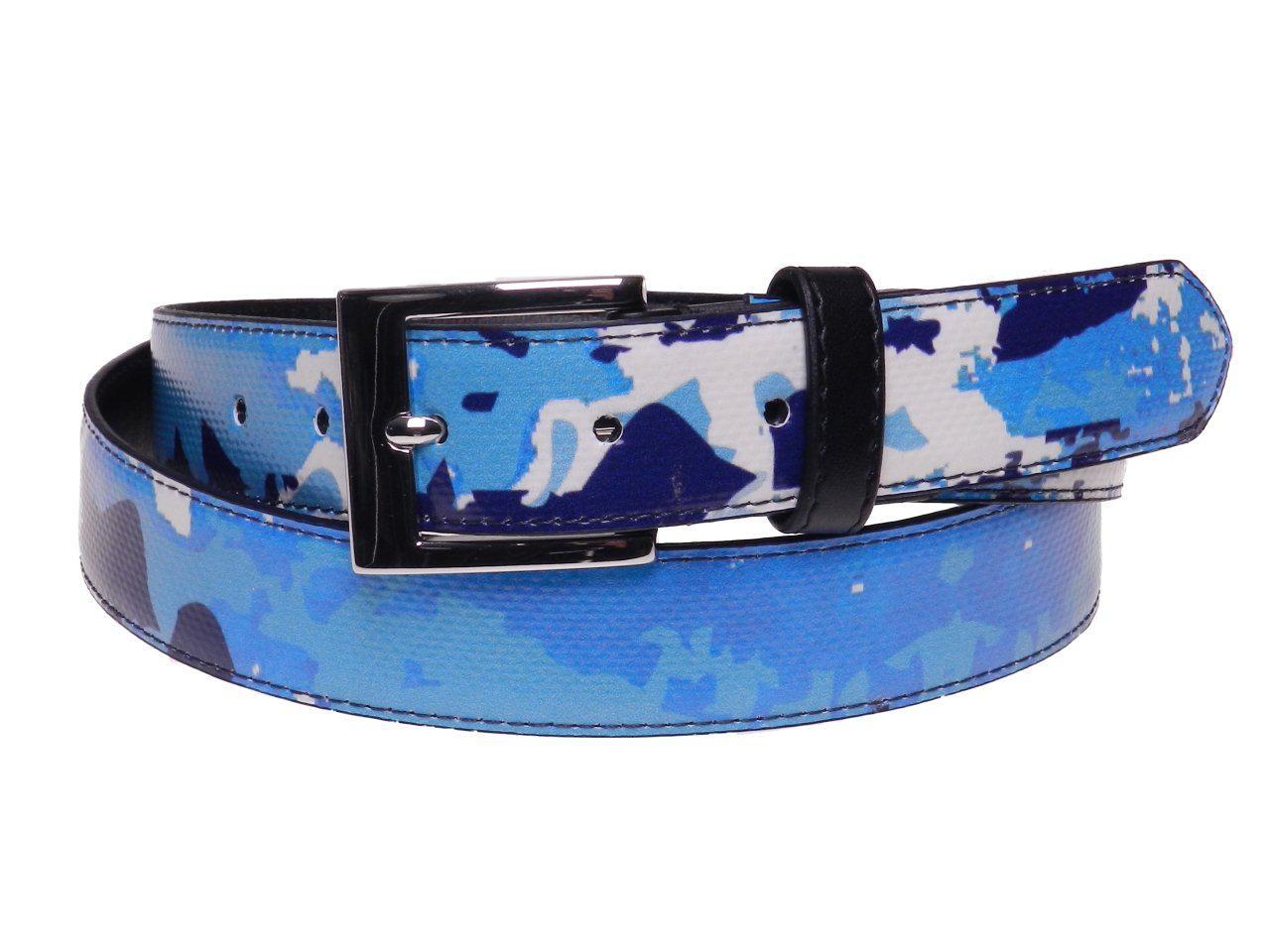 WOMAN'S BELT BLUE AND LIGHT BLUE COLOURS ABSTRACT FANTASY MADE OF LORRY TARPAULIN. - Paul Meccanico