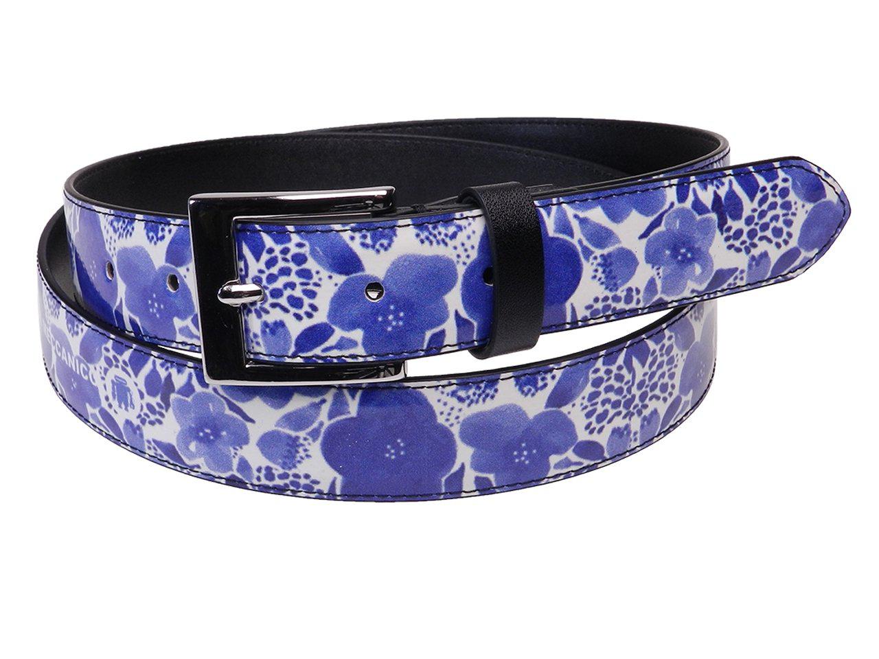 WOMAN'S BELT BLUE AND WHITE COLOURS MAJOLICA FANTASY MADE OF LORRY TARPAULIN - Paul Meccanico