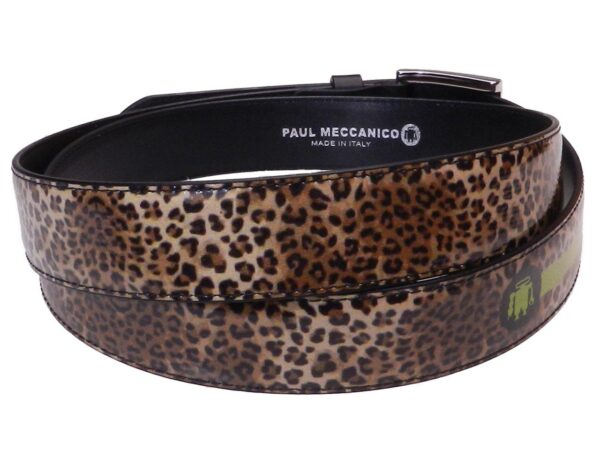 WOMAN'S BELT BROWN AND BEIGE COLOURS ANIMALIER FANTASY MADE OF LORRY TARPAULIN - Unique Pieces Paul Meccanico