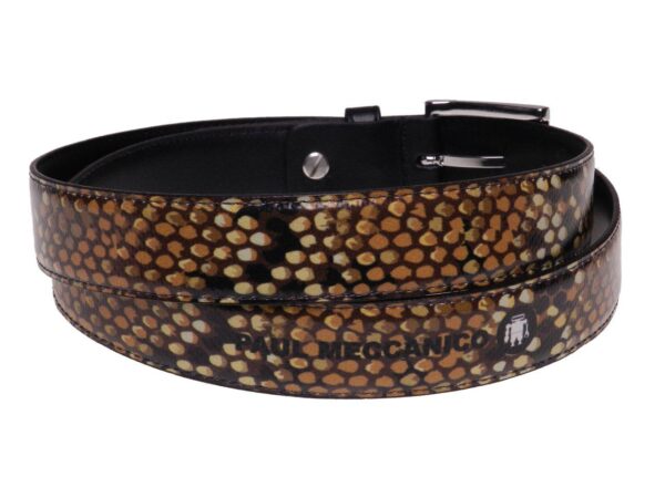 WOMAN'S BELT BROWN COLOUR PYTHON FANTASY MADE OF LORRY TARPAULIN. - Paul Meccanico