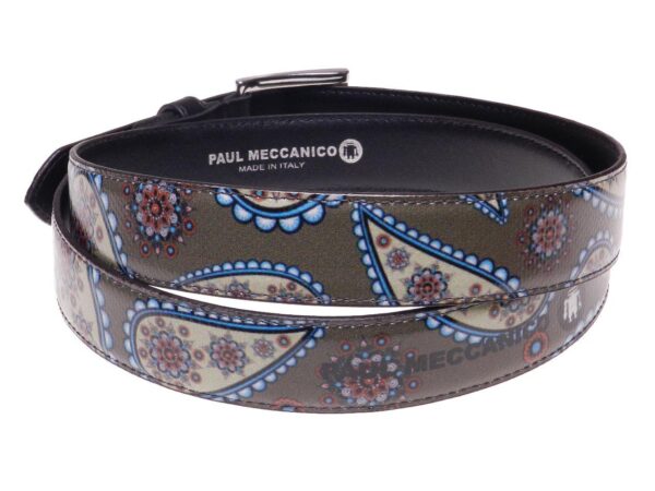 WOMAN'S BELT DARK GREEN COLOUR PAISLAY FANTASY MADE OF LORRY TARPAULIN. - Paul Meccanico