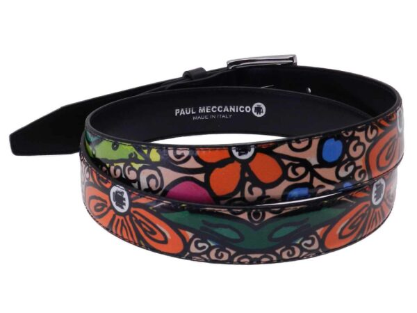 WOMAN'S BELT FLORAL FANTASY MADE OF LORRY TARPAULIN. - Paul Meccanico