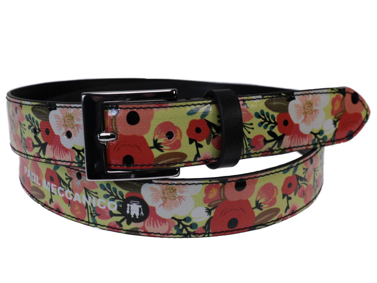 WOMAN'S BELT FLORAL FANTASY MADE OF LORRY TARPAULIN. - Unique Pieces Paul Meccanico