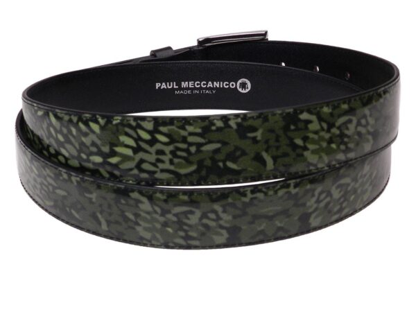 WOMAN'S BELT GREEN COLOUR CAMOUFLAGE FANTASY MADE OF LORRY TARPAULIN - Unique Pieces Paul Meccanico