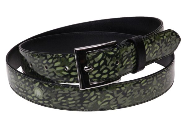 WOMAN'S BELT GREEN COLOUR CAMOUFLAGE FANTASY MADE OF LORRY TARPAULIN - Unique Pieces Paul Meccanico