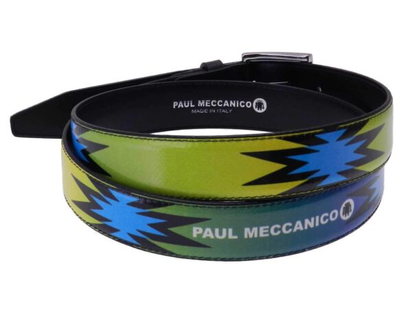WOMAN'S BELT GREEN COLOUR WITH PERUVIAN FANTASY. - Unique Pieces Paul Meccanico