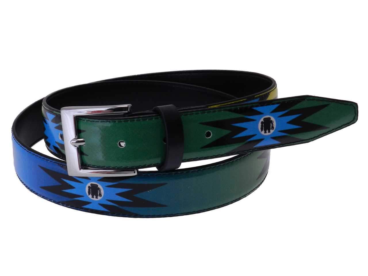 WOMAN'S BELT GREEN COLOUR WITH PERUVIAN FANTASY. - Unique Pieces Paul Meccanico