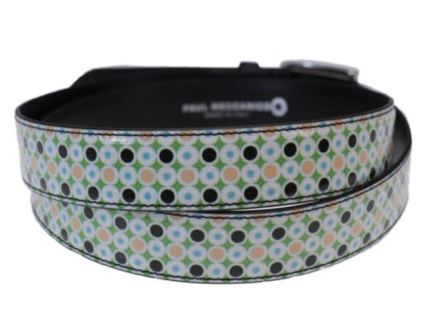 WOMAN'S BELT GREEN WITH DOTS FANTASY MADE OF LORRY TARPAULIN. - Unique Pieces Paul Meccanico