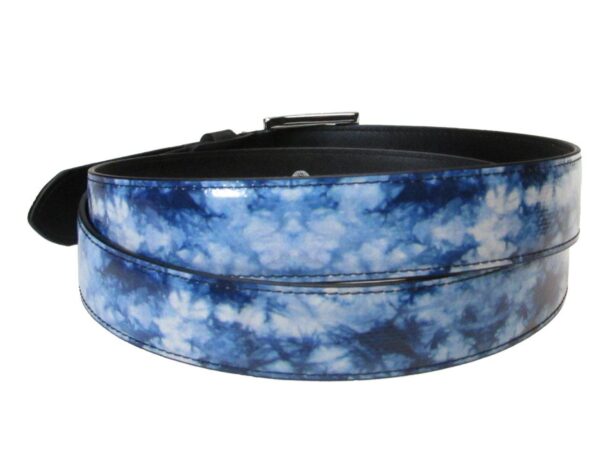 WOMAN'S BELT LIGHT BLUE COLOUR TIE DYE FANTASY MADE OF LORRY TARPAULIN - Unique Pieces Paul Meccanico