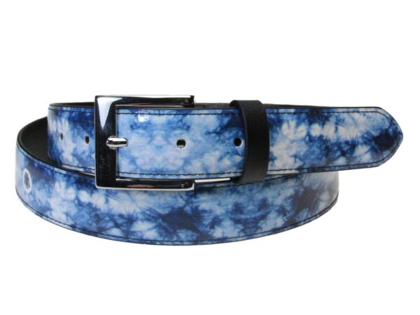 WOMAN'S BELT LIGHT BLUE COLOUR TIE DYE FANTASY MADE OF LORRY TARPAULIN - Unique Pieces Paul Meccanico
