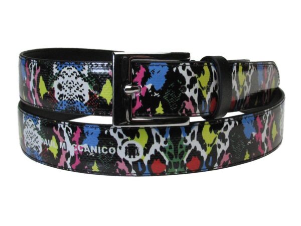 WOMAN'S BELT MULTICOLOR ANIMALIER FANTASY MADE OF LORRY TARPAULIN - Unique Pieces Paul Meccanico