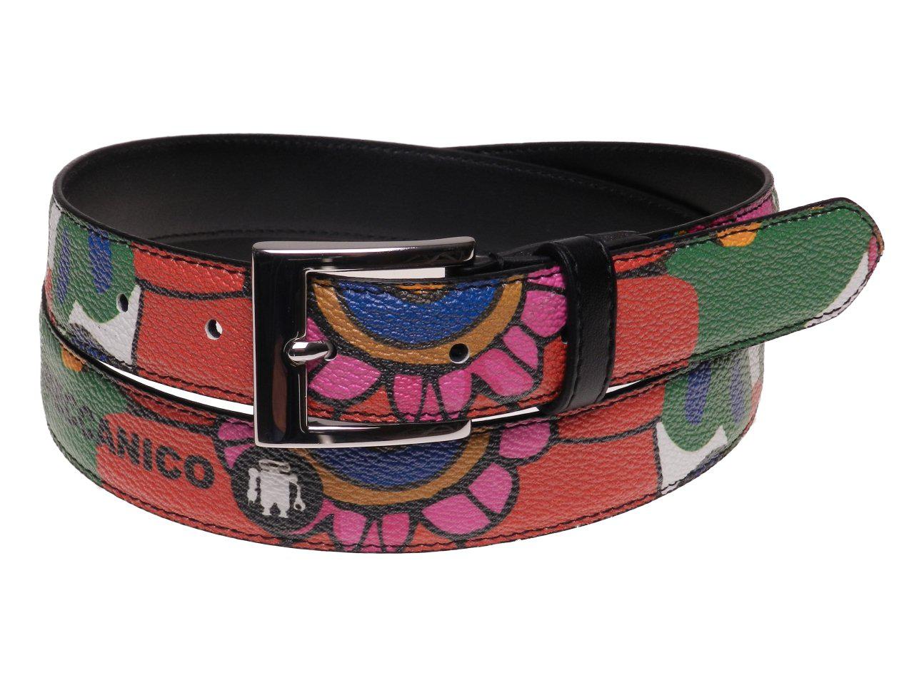 WOMAN'S BELT MULTICOLOR FLORAL FANTASY MADE OF HAMMERED FAUX LEATHER. - Paul Meccanico
