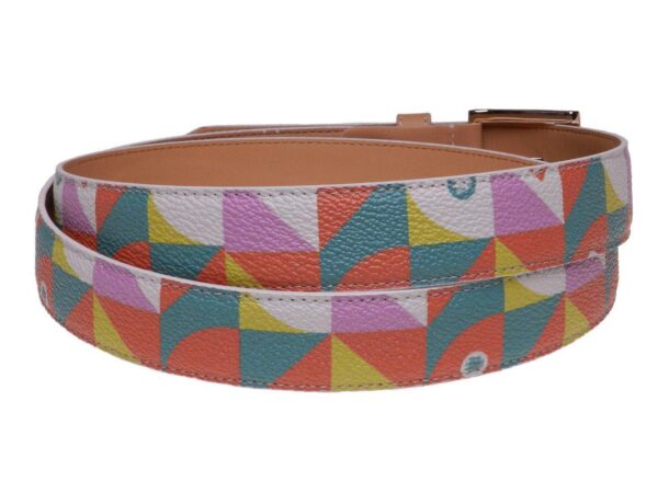 WOMAN'S BELT MULTICOLOR WITH GEOMETRIC FANTASY MADE OF HAMMERED FAUX LEATHER. - Paul Meccanico