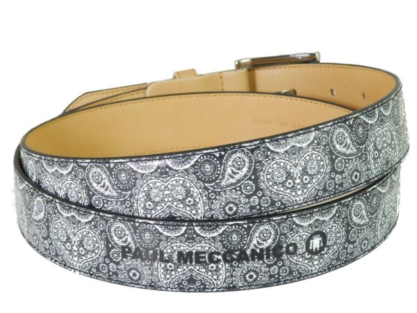 WOMAN'S BELT PAUL MECCANICO. BLACK & WHITE WITH 60S FANTASY. - Paul Meccanico