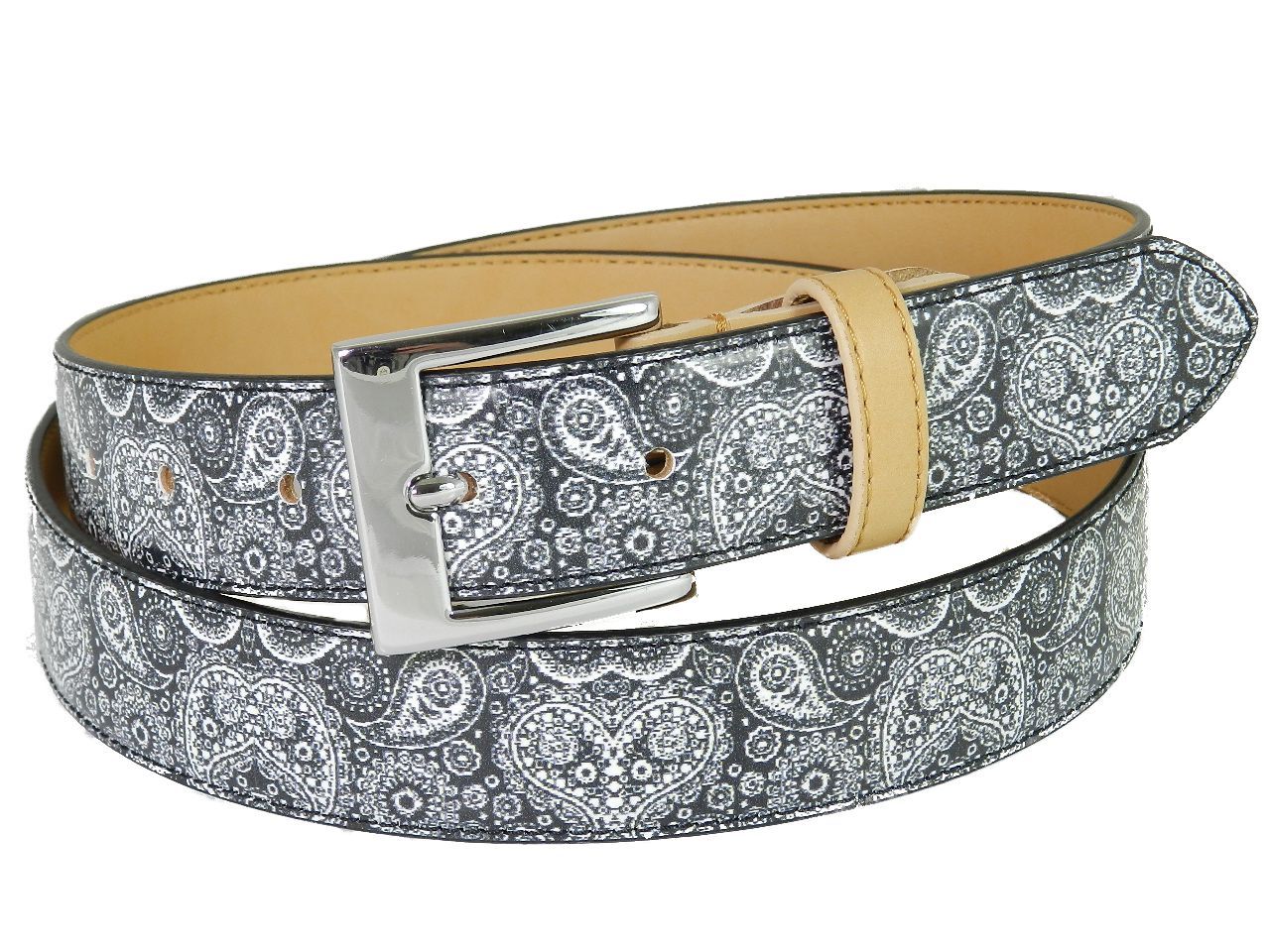 WOMAN'S BELT PAUL MECCANICO. BLACK & WHITE WITH 60S FANTASY. - Paul Meccanico