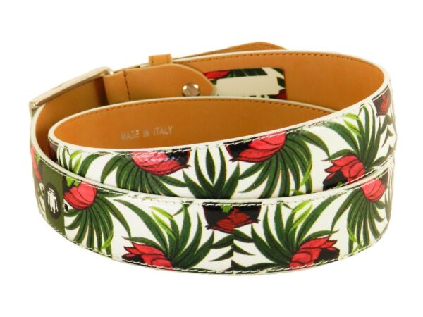 WOMAN'S BELT PAUL MECCANICO. COLOUR WHITE FANTASY FLOREAL. - Paul Meccanico