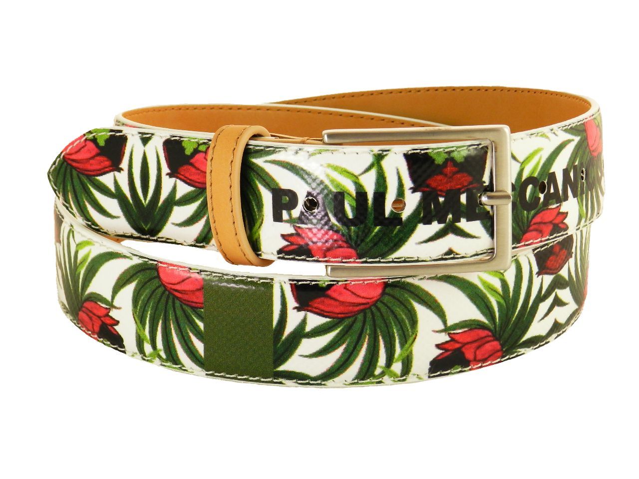 WOMAN'S BELT PAUL MECCANICO. COLOUR WHITE FANTASY FLOREAL. - Paul Meccanico