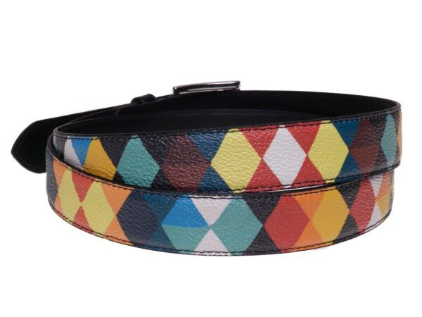 WOMAN'S BELT PAUL MECCANICO MULTICOLOR WITH GEOMETRIC FANTASY MADE OF HAMMERED FAUX LEATHER. - Paul Meccanico