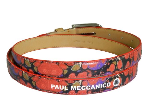 WOMAN'S BELT PAUL MECCANICO. RED COLOUR MARBLE FANTASY. - Paul Meccanico