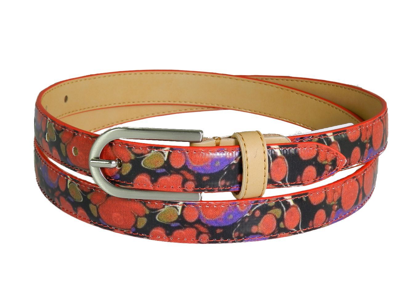 WOMAN'S BELT PAUL MECCANICO. RED COLOUR MARBLE FANTASY. - Paul Meccanico