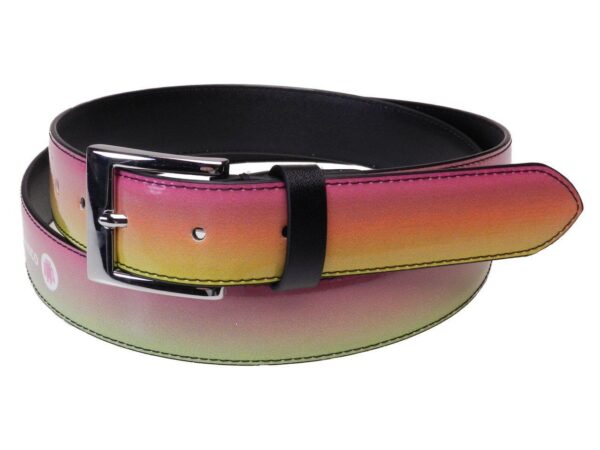 WOMAN'S BELT PINK, GREEN AND YELLOW WITH SHADED EFFECT MADE OF LORRY TARPAULIN - Unique Pieces Paul Meccanico
