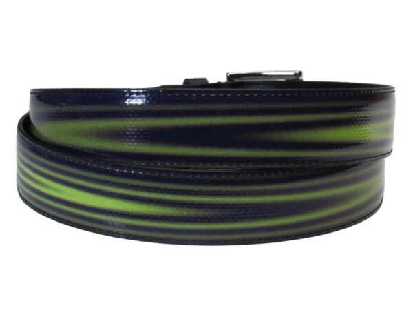 WOMAN'S BELT VIOLET AND GREEN COLOURS SHADED EFFECT MADE OF LORRY TARPAULIN - Unique Pieces Paul Meccanico