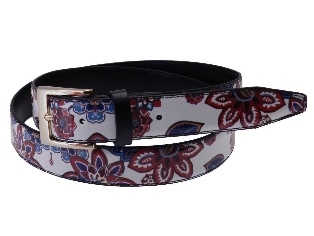 WOMAN'S BELT WHITE COLOUR FLORAL FANTASY. - Paul Meccanico