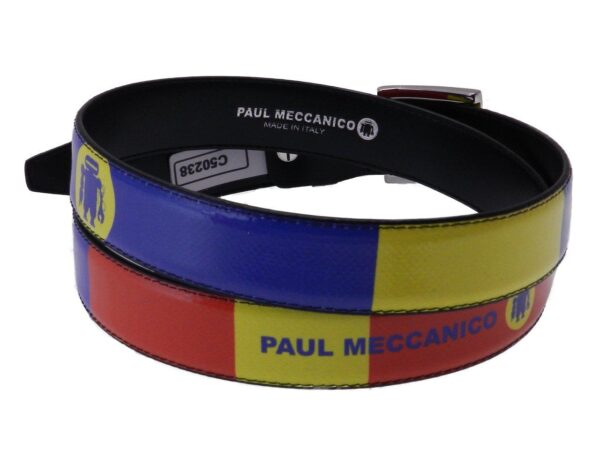 WOMAN'S BELT YELLOW, RED AND BLUE COLOURS MADE OF LORRY TARPAULIN. - Paul Meccanico