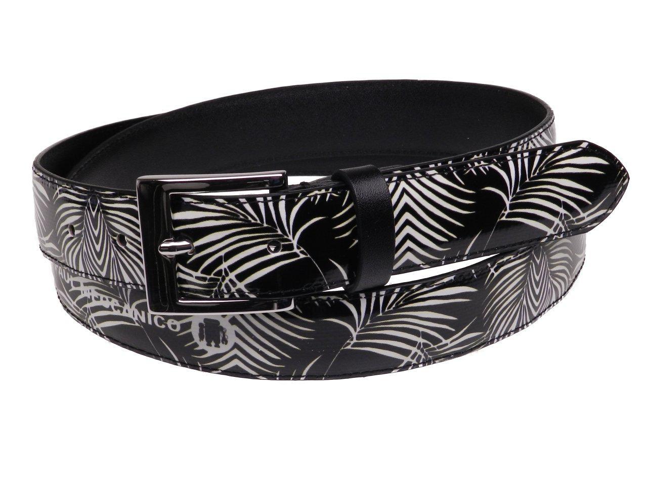 WOMAN'S BLACK AND WHITE BELT PAUL MECCANICO FANCY LEAVES MADE OF LORRY TARPAULIN - Paul Meccanico