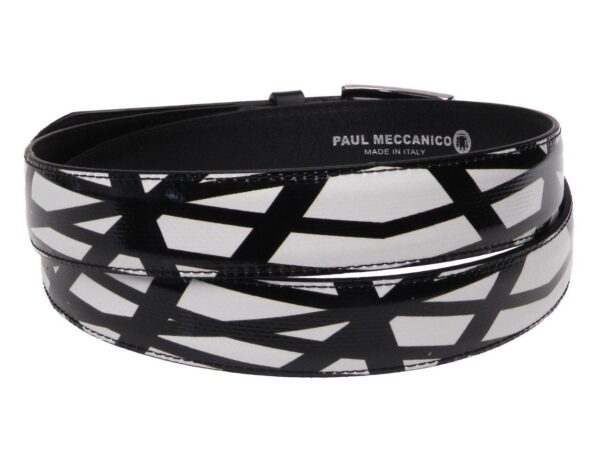 WOMAN'S BLACK AND WHITE BELT PAUL MECCANICO MADE OF LORRY TARPAULIN - Paul Meccanico