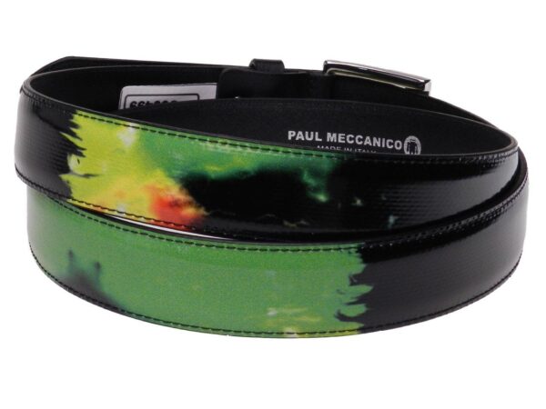 WOMAN'S BLACK BELT PAUL MECCANICO TIE DYE FANTASY MADE OF LORRY TARPAULIN - Unique Pieces Paul Meccanico