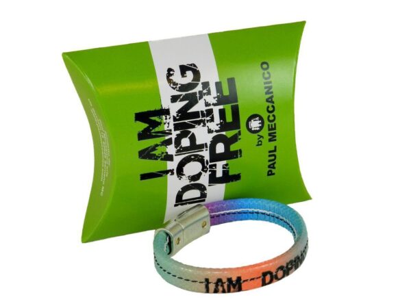 WOMAN'S BRACELET I AM DOPING FREE BY PAUL MECCANICO MULTICOLOR VIOLET ORANGE GREEN FUXIA - Limited Edition Paul Meccanico