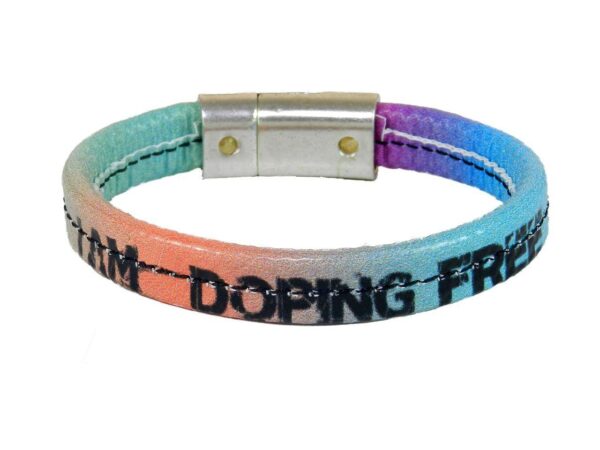 WOMAN'S BRACELET I AM DOPING FREE BY PAUL MECCANICO MULTICOLOR VIOLET ORANGE GREEN FUXIA - Limited Edition Paul Meccanico
