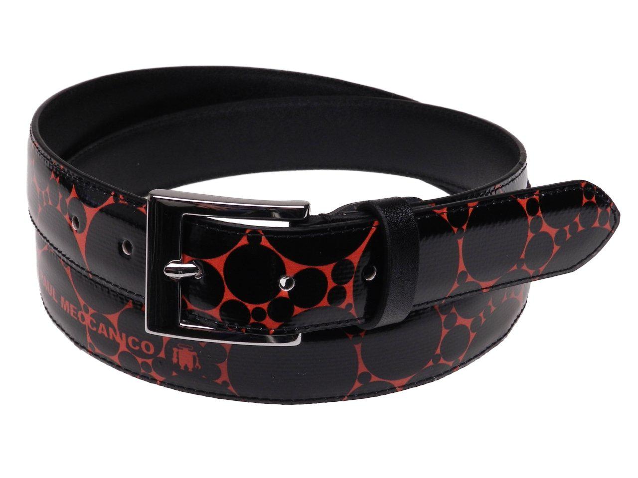 WOMAN'S DARK AND RED BELT PAUL MECCANICO FANCY CIRCLES MADE OF LORRY TARPAULIN - Paul Meccanico