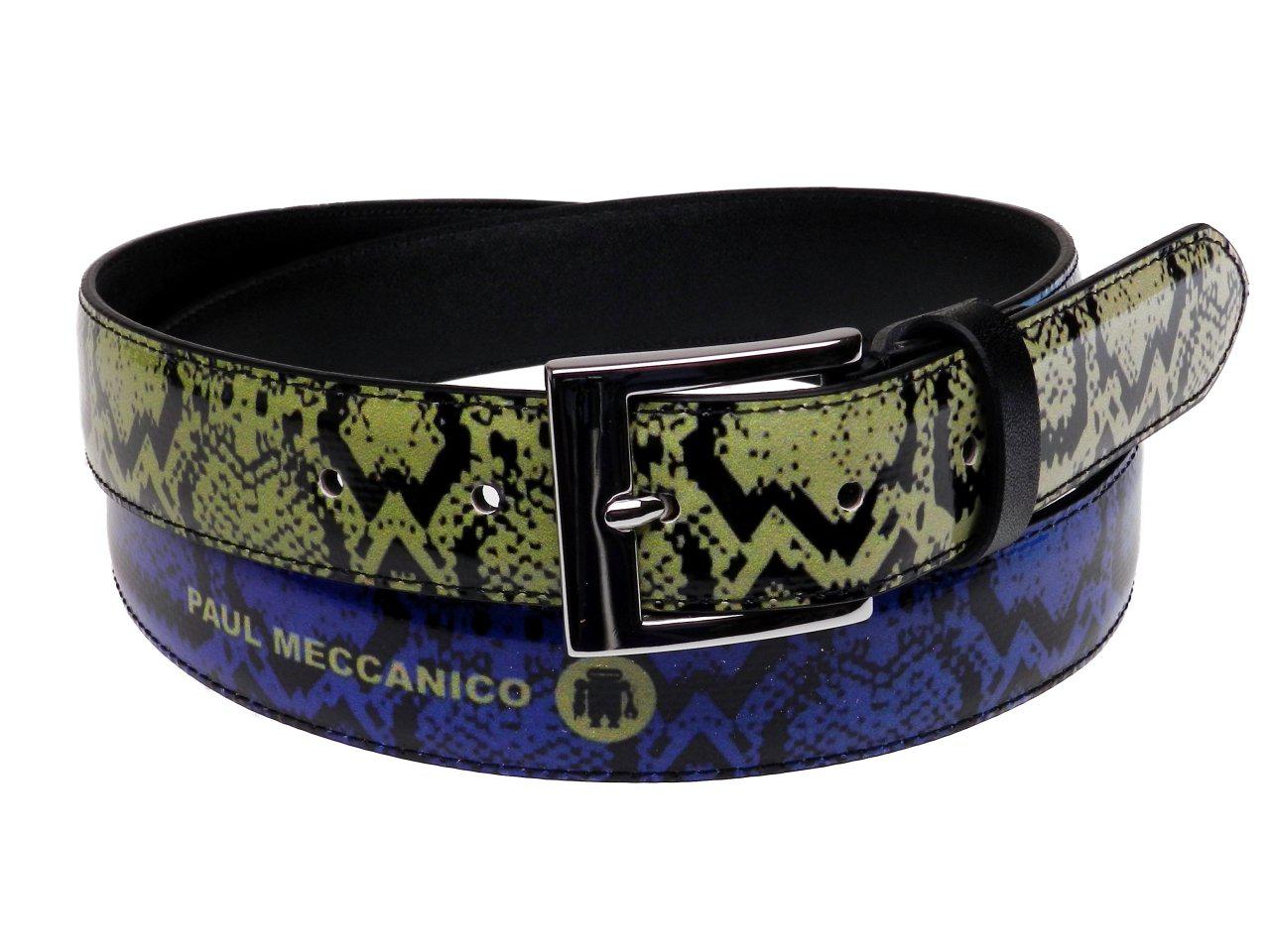 WOMAN'S LIGHT BLUE AND GREEN BELT PAUL MECCANICO FANCY PYTHON MADE OF LORRY TARPAULIN - Unique Pieces Paul Meccanico