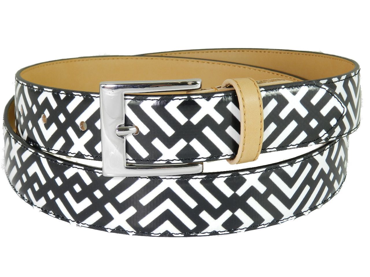 WOMAN'S OR MAN'S BELT PAUL MECCANICO. BLACK AND WHITE OPTICAL FANTASY. - Paul Meccanico