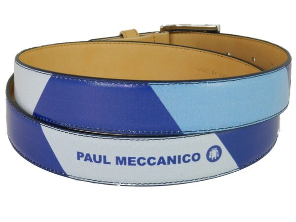 WOMAN'S OR MAN'S BELT PAUL MECCANICO. BLUE AND LIGHT BLUE COLOURS WITH GEOMETRIC FANTASY. - Paul Meccanico