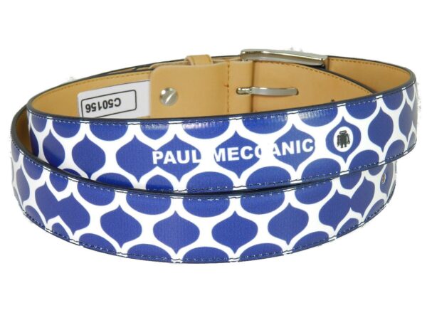 WOMAN'S OR MAN'S BELT PAUL MECCANICO. BLUE AND WHITE COLOURS WITH OPTICAL FANTASY. - Paul Meccanico