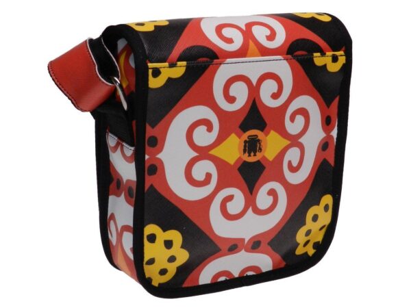 WOMAN'S SHOULDER BAG RED, BLACK AND YELLOW COLOURS MAJOLICA FANTASY. MIPOK MODEL MADE OF SOFT SYNTHETIC LEATHER. - Unique Pieces Paul Meccanico