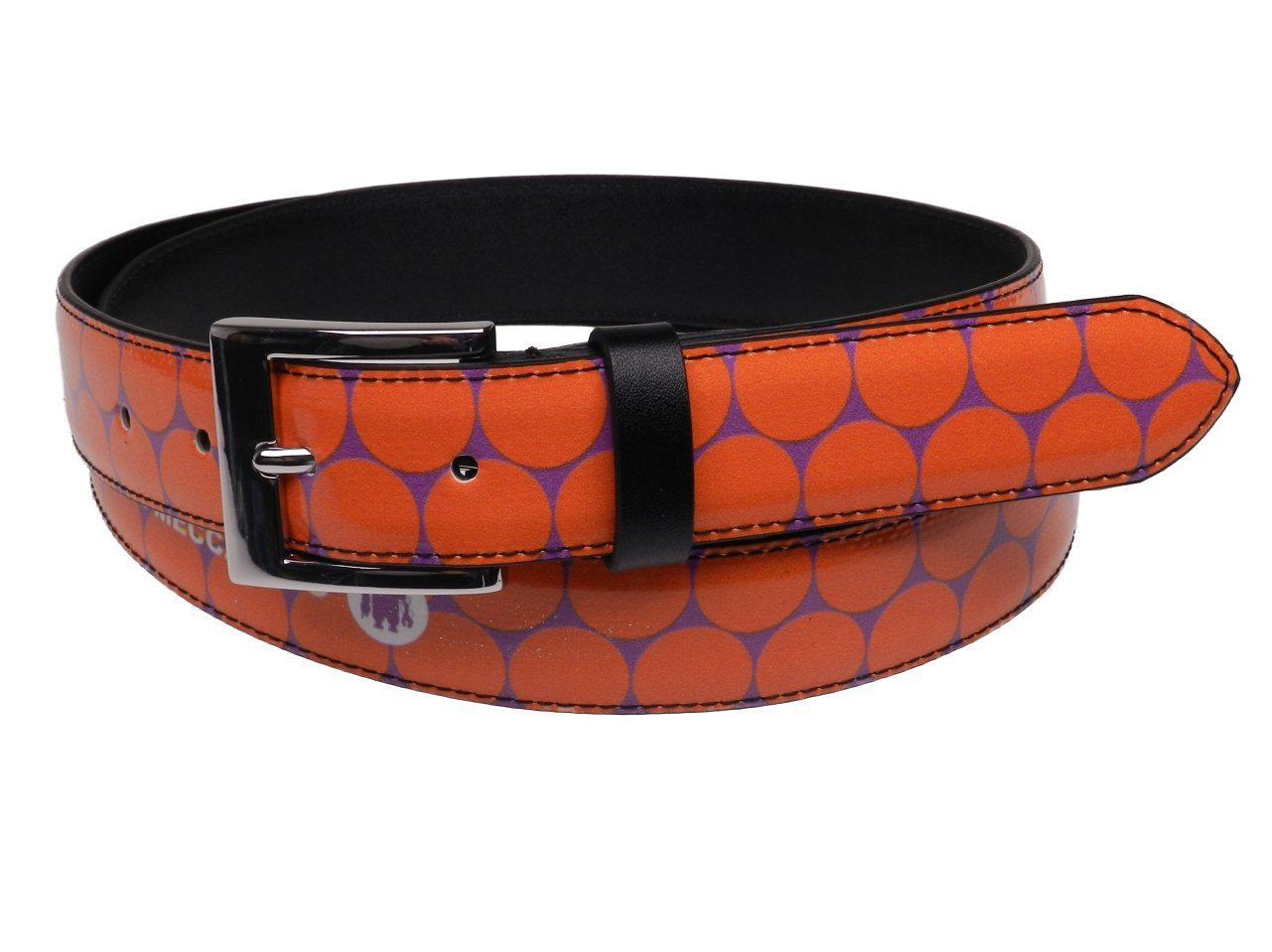 WOMAN'S VIOLET AND ORANGE BELT PAUL MECCANICO FANCY CIRCLES FANTASY MADE OF LORRY TARPAULIN - Paul Meccanico